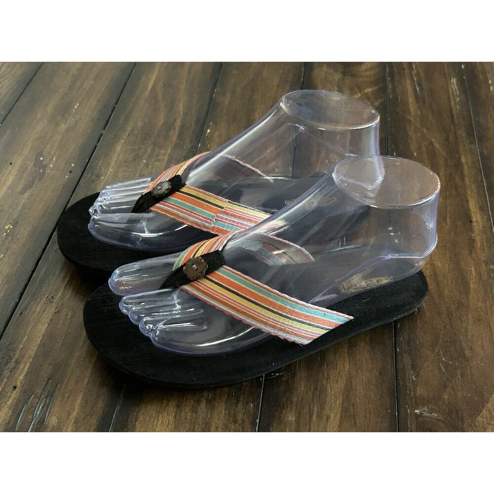 Women's Keen Mush II Thong Sandals Flip Flops Post Sz 6M Rainbow